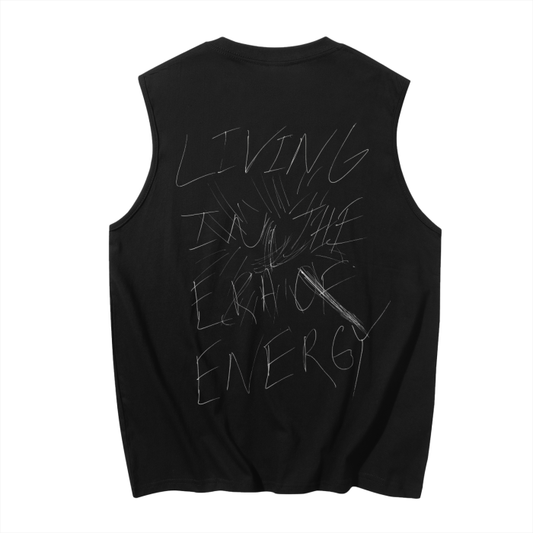 Back side of Era of Energy Living in the Era of Energy tank top in a black color